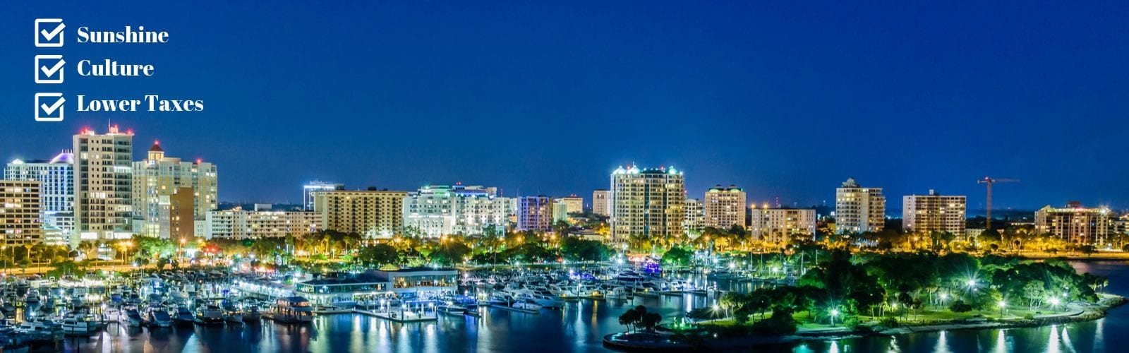 Sarasota at night with BLVD Sarasota