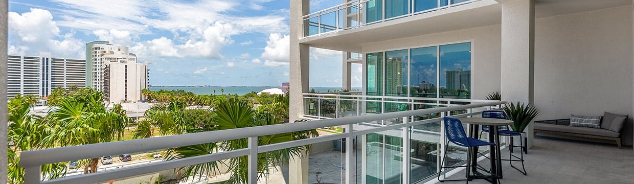 terrace of a residence at blvd sarasota overlooking downtown sarasota