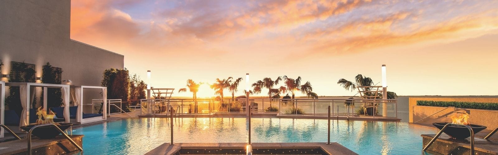 blvd rooftop pool at sunset